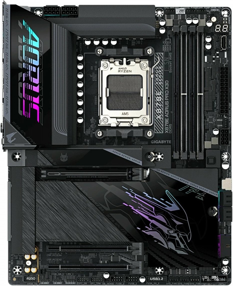 Pllakë amë, Gigabyte, X870E AORUS PRO X (Socket AM5, ATX, 4x DDR5, PCIe 5.0, USB4, Wi‑Fi 7, LAN 5GbE)