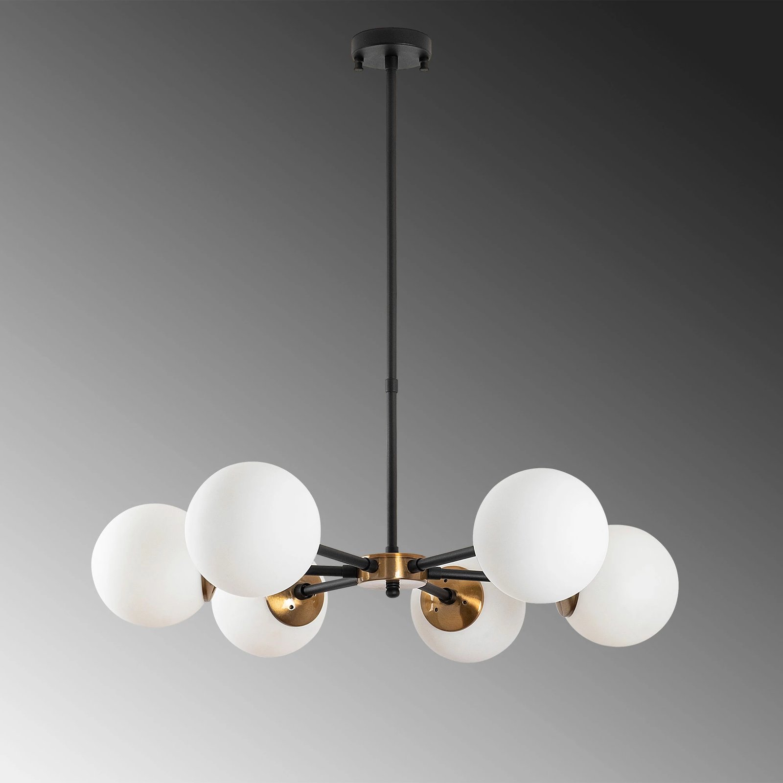 Llambë tavani Opviq, Akkas - 10085, 6 copa, ngjyrë e zezë/antik/krem, 73x73x35-72cm