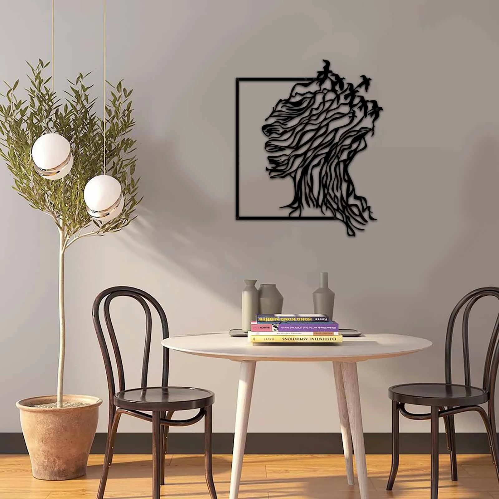 Aksesor dekorativ metalik për mur, Wallity, MT - 016, ngjyrë e zezë, 49x59cm