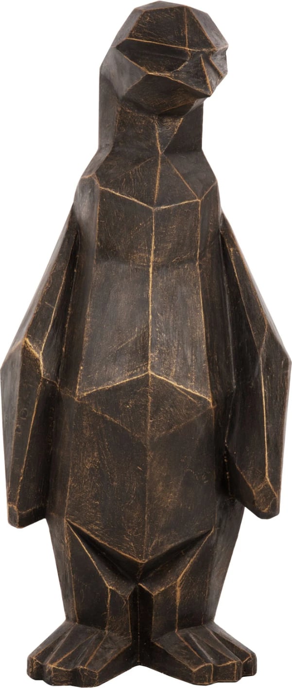 Dekor për dysheme, pinguin, ngjyrë patinë e zezë me detaje ari, FH7914, 45x45x100H cm