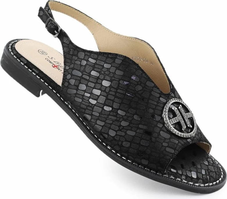 Sandale lëkure për femra S.Barski KV51-094, të zeza