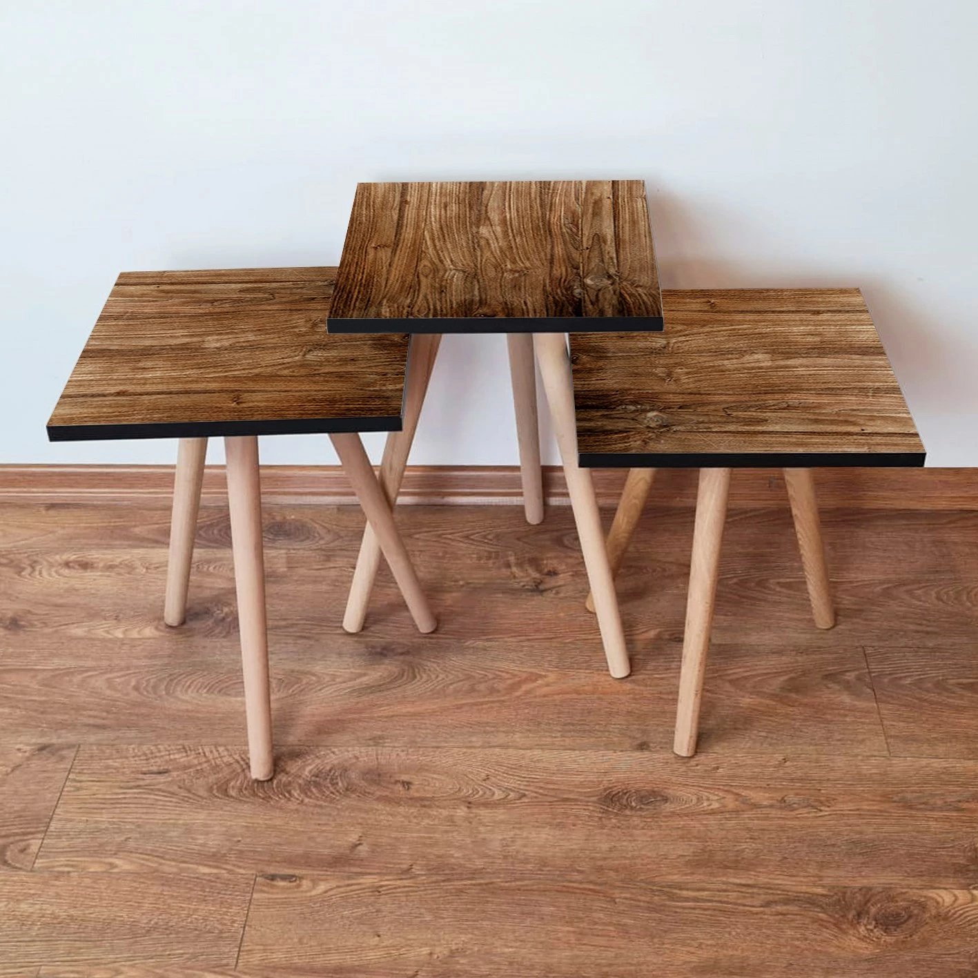 Set tavolinash ndihmëse (3 copë), ngjyrë kafe, Skye Decor, 3Shp123