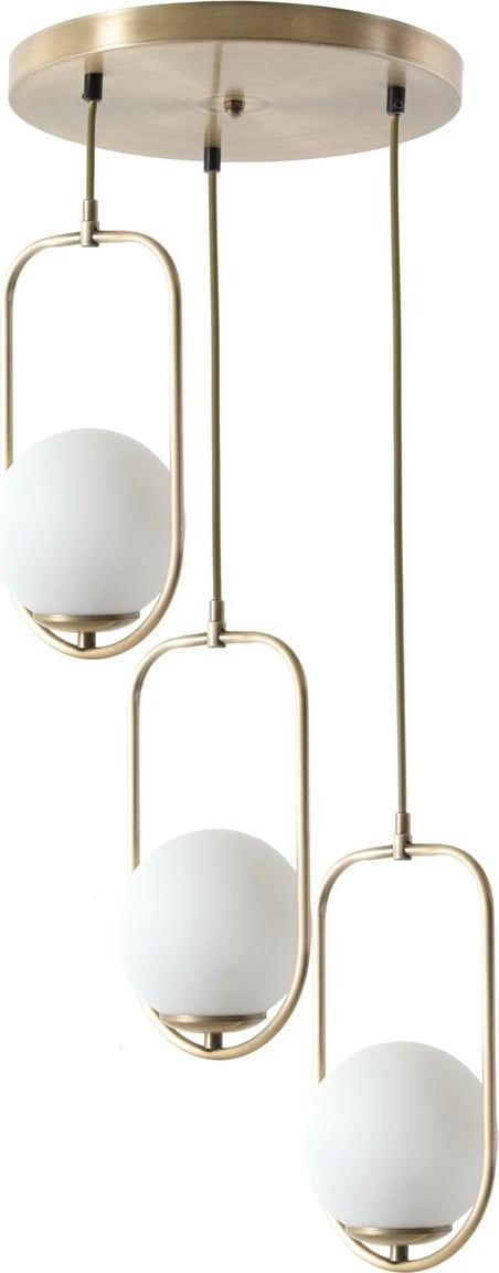 Llambë varëse Opviq, 3 drita, xham i bardhë, metal ngjyrë bakri
