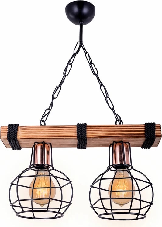 Dritë tavani me 2 llamba PWL-1033 E27 arre-e zezë 40x15x60cm