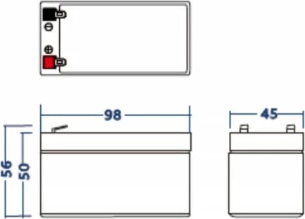 Bateri AGM VRLA, Green Cell, AGM41, 12V 1.3Ah, terminal Faston F1