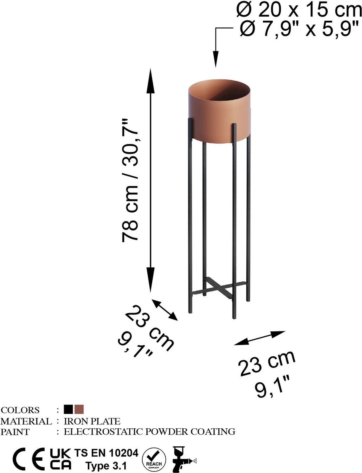 Vazo dekorative, ngjyrë e zezë dhe bakri, GED-025-B