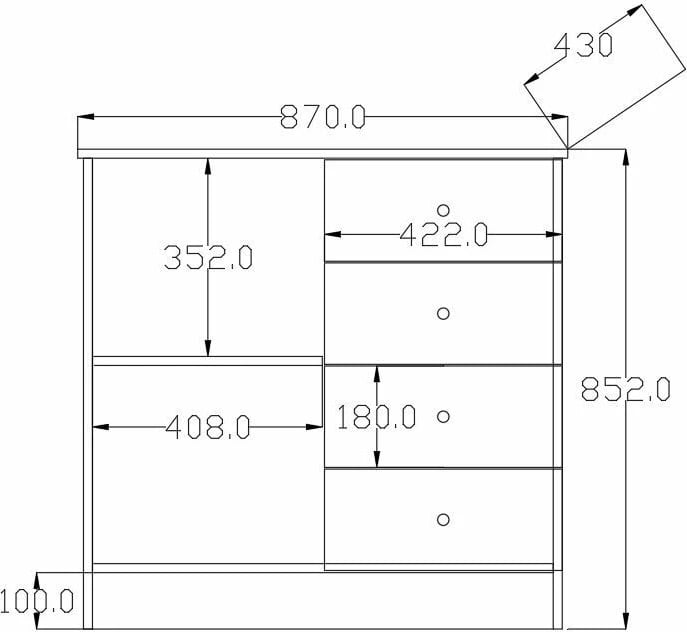 Komodë Skye Decor, ngjyrë e bardhë mat, Rb-168-04-002