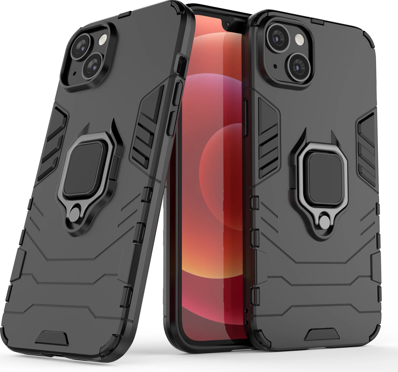 Mbështjellës Hurtel Ring Armor për iPhone 14 Plus, me unazë, i zi