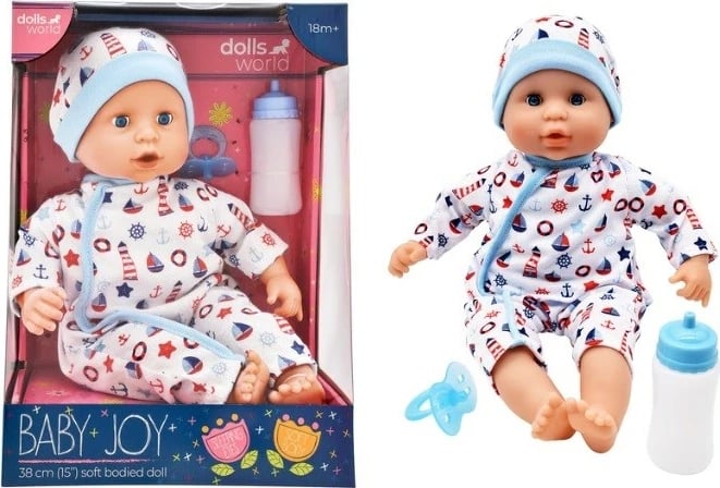 Lodër Baby Joy DollsWorld, 38cm, për fëmijë 18m+, me aksesorë