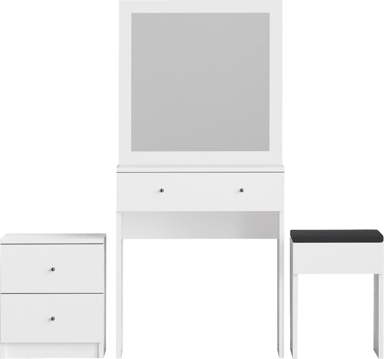 Tavolinë grimi Skye Decor, e bardhë, me komodinë dhe karrige