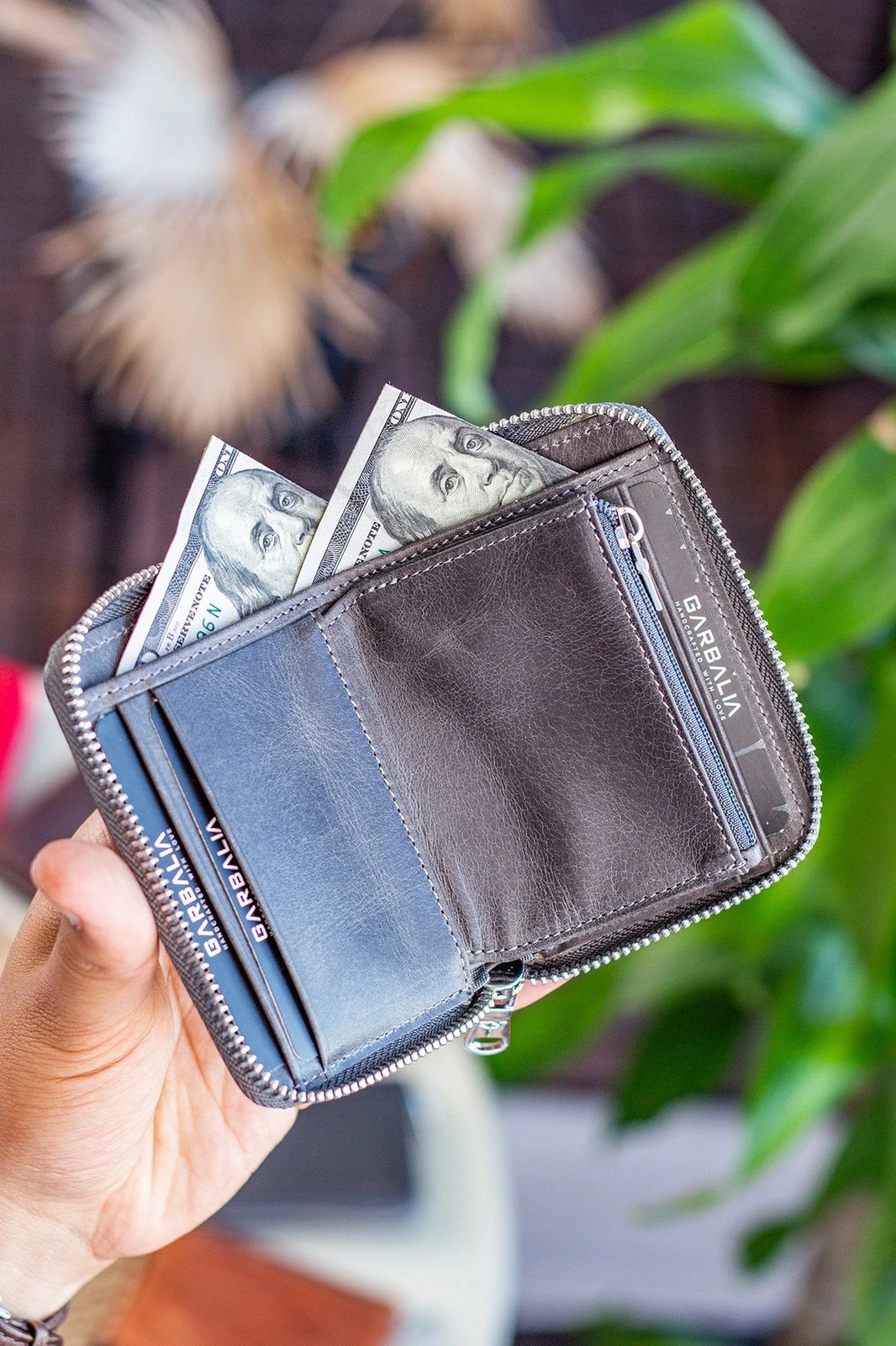 Portofol unisex, lëkurë natyrale, ngjyrë gri, Sydney