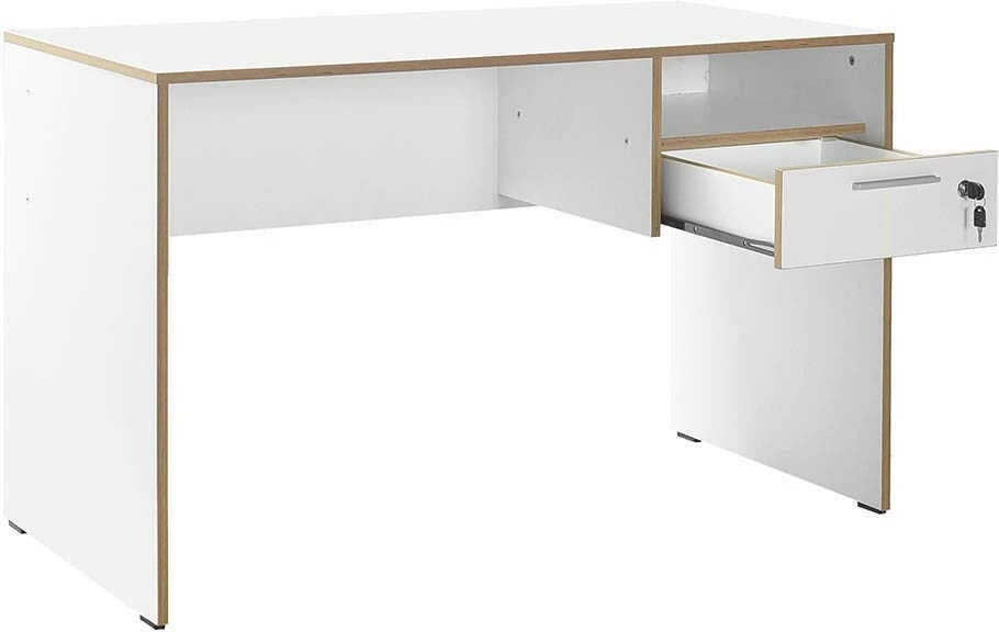 Tavolinë pune për studim, ngjyrë e bardhë dhe lis, Cms-510-Dx-1