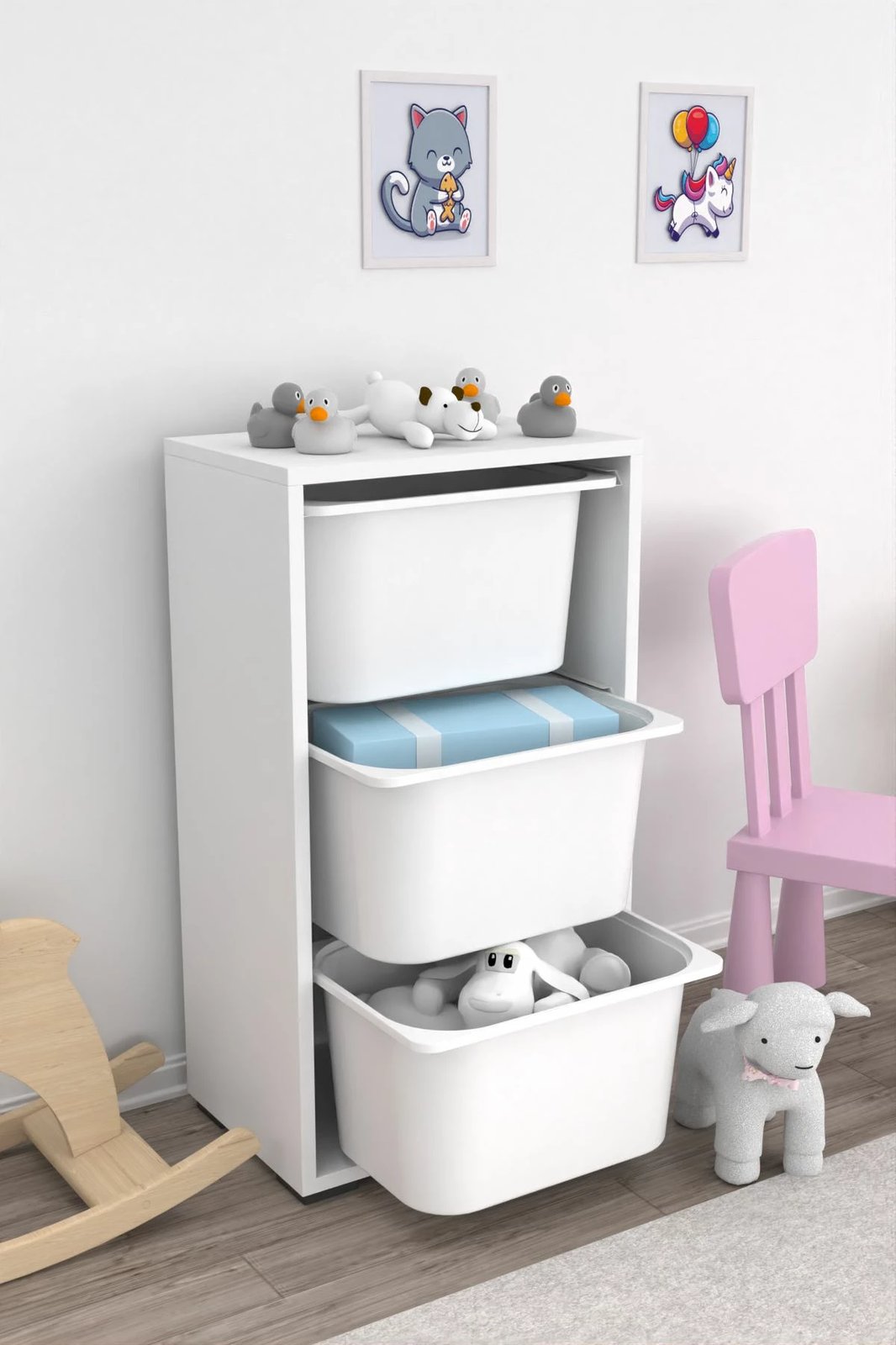 Dollap shumëpërdorimësh Hanah Home, Bronz 3D - i bardhë