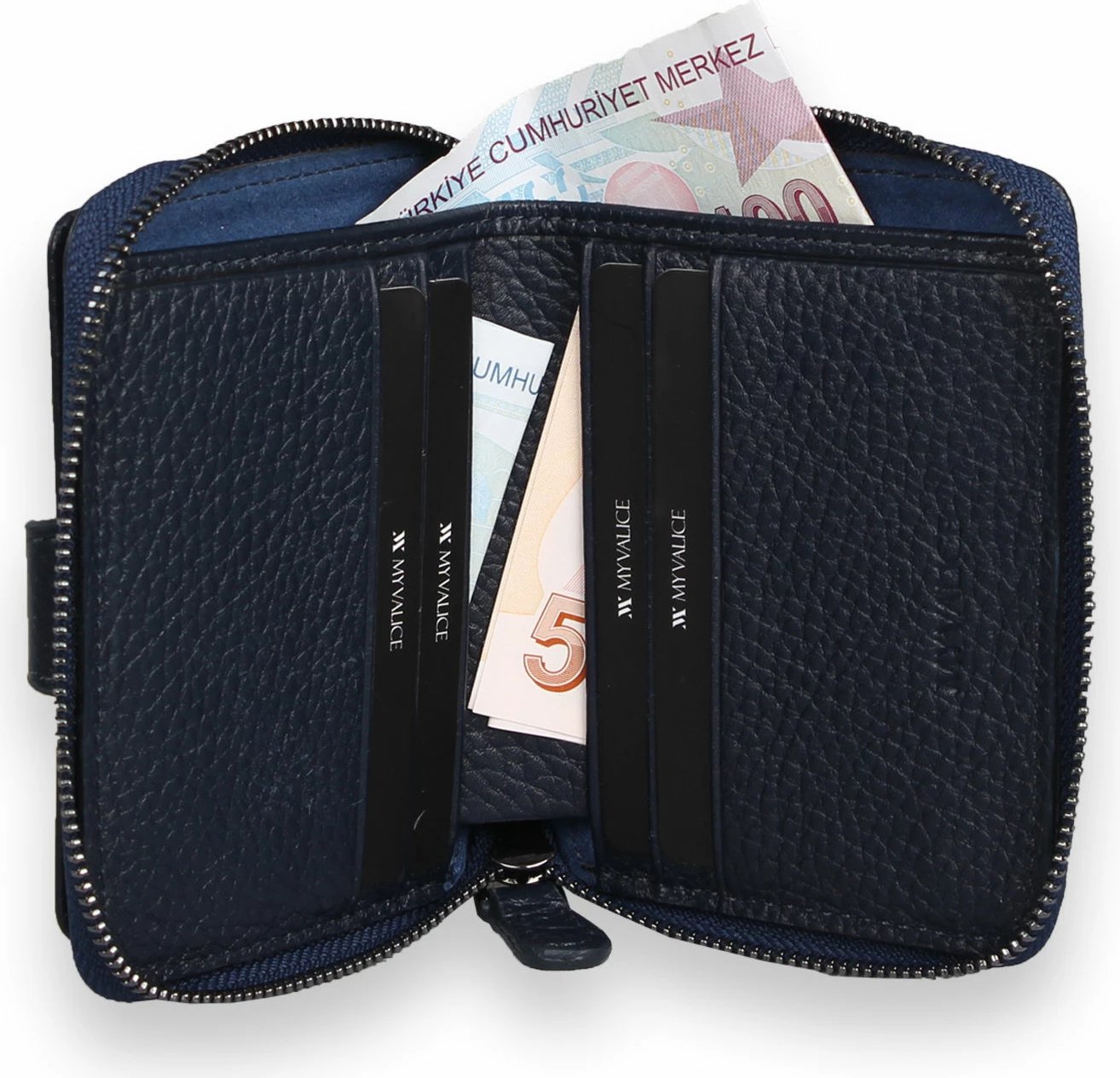 Portofol lëkure origjinale, ngjyrë navy blue, Zoozie Bags 4236