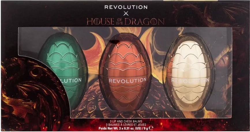 Set balm për buzë dhe faqe Makeup Revolution London Vhager Caraxes Syrax për femra 3x9g