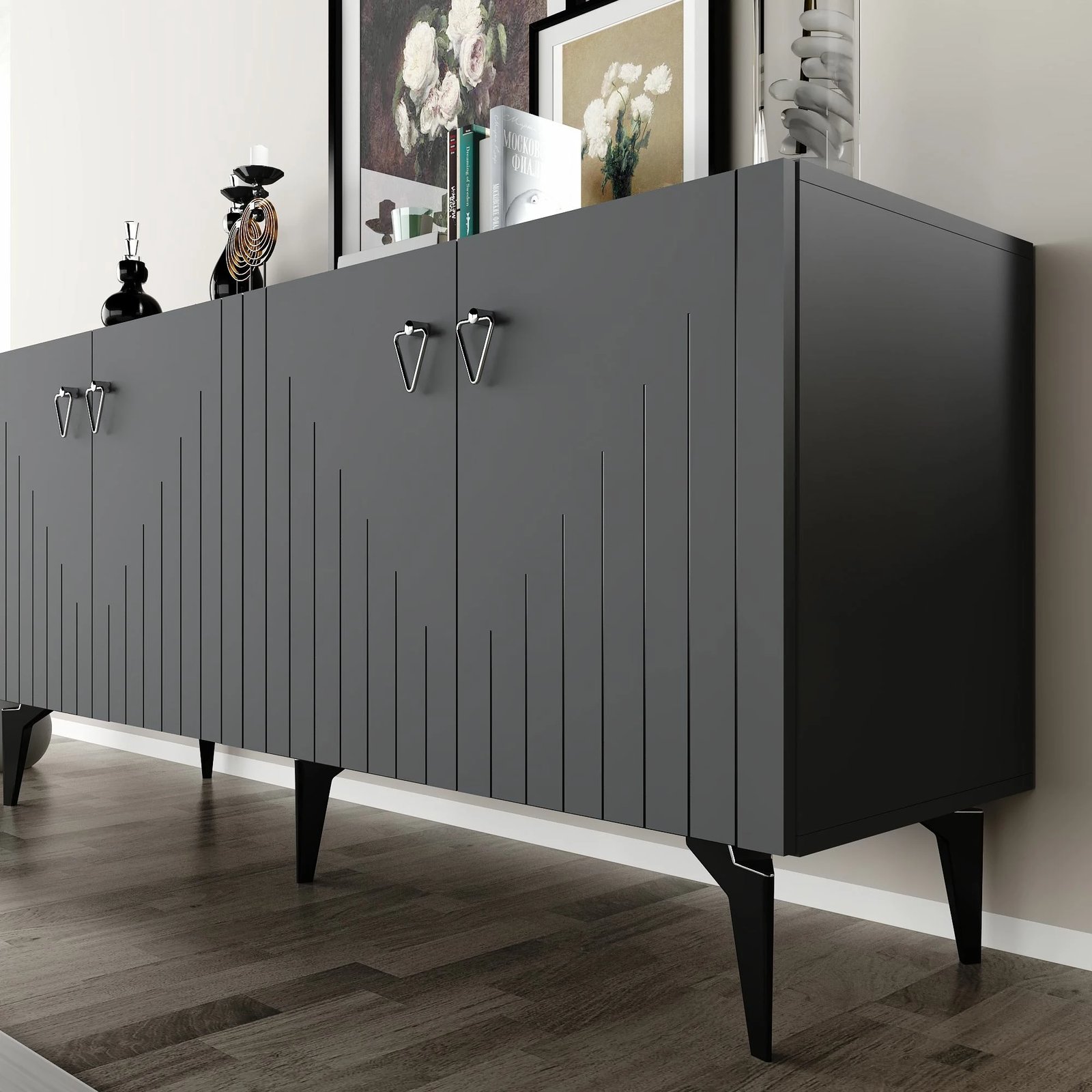 Konsolë Skye Decor, anthracite, argjend