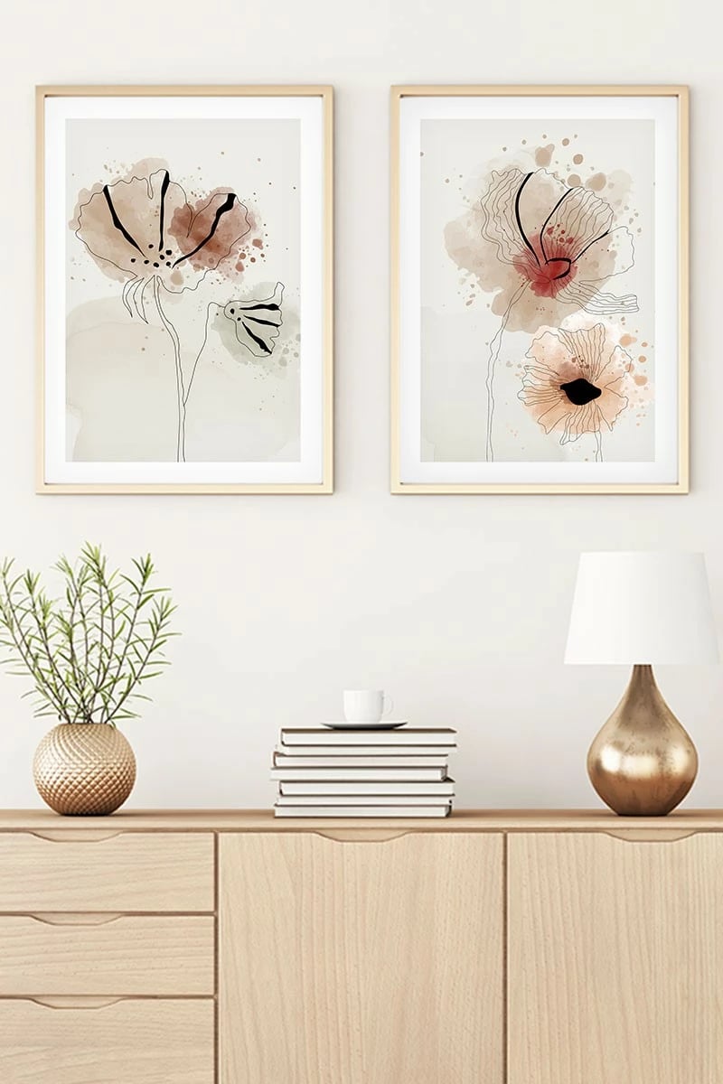 Pikturë dekorative me kornizë, MDF, 2 copë, Wallity, Huhu22, 30x40cm