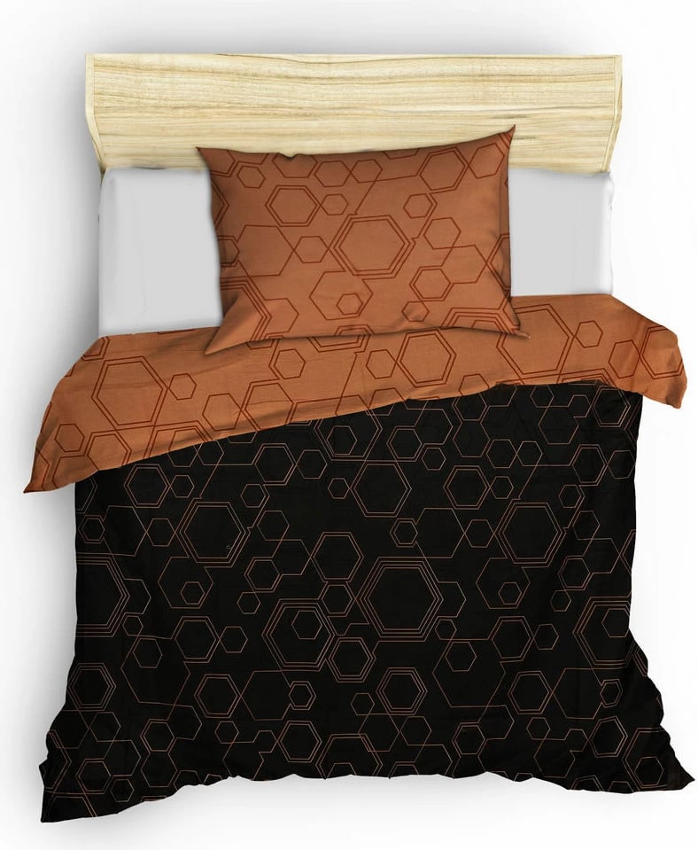 Set mbulesë për jorgan njëpersonësh, ranforce, ngjyrë bakri e zezë, Dawn