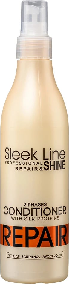 Kondicioner dyfazësh pa shpëlarje për flokë Stapiz Sleek Line Repair 2 Phases për femra, 300ml