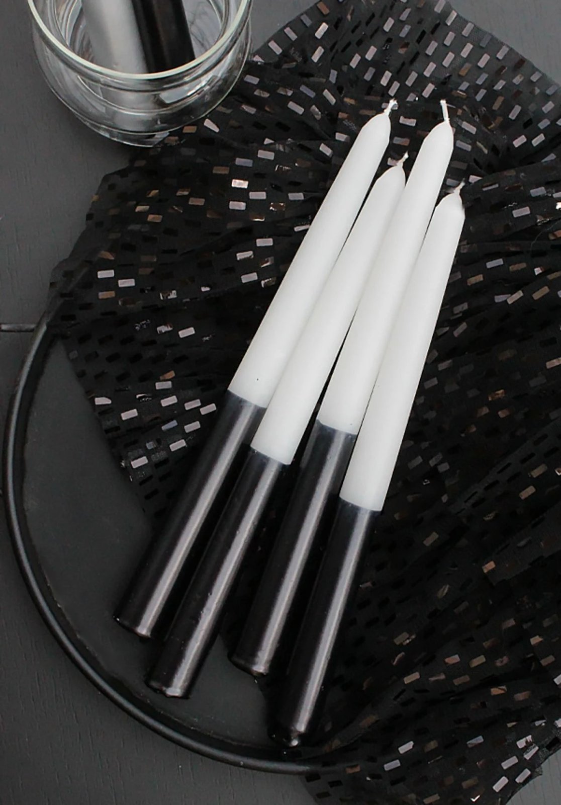 Set qirinjsh (4 copë), Evila Originals, cizgili sedefli, e zezë-bardhë