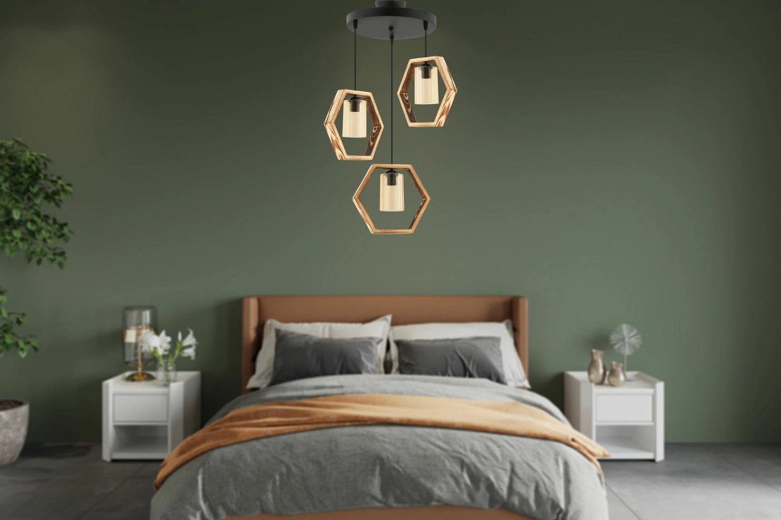 Llambë tavani Opviq, Hexagon Triple B, xhami, natyrale/zezë