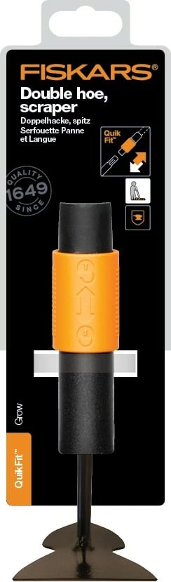 Motikë kopshti, Fiskars, QuikFit 1000734, kokë çeliku, kompatibile me dorezë M/L, zezë/portokalli