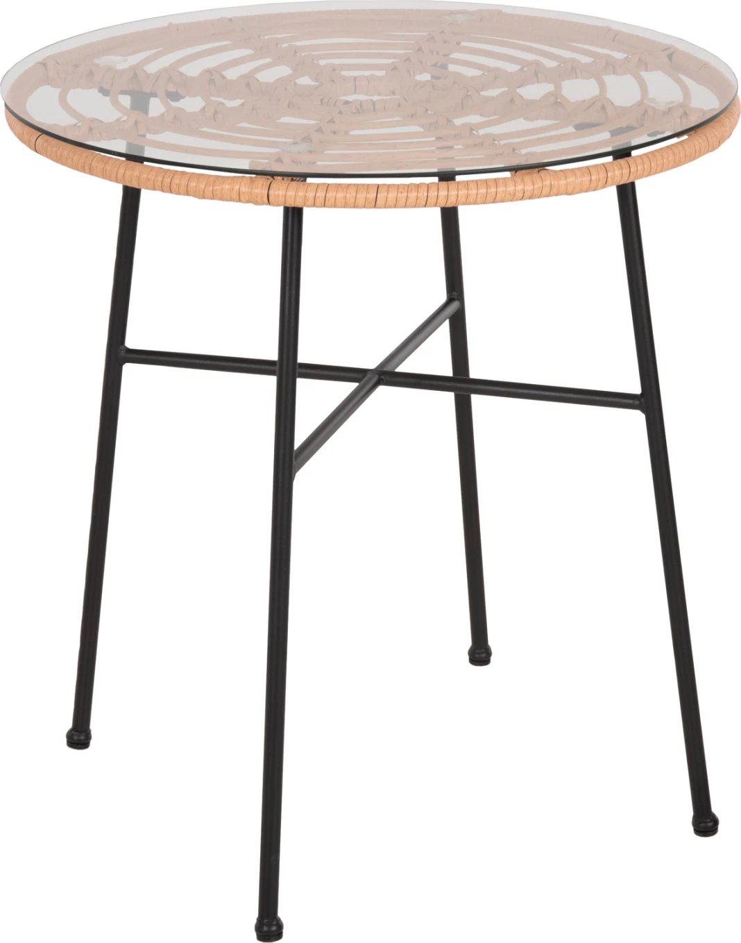 Tavolinë e rrumbullakët për ngrënie, ALLEGRA, FH5535.11, metal i zi, rattan sintetik, Φ70x74H cm