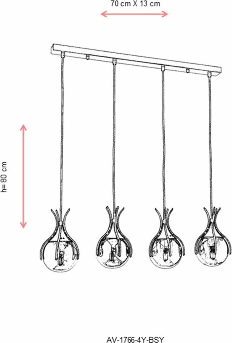 Llambë varëse Opviq, e zezë dhe bronzi, AV-1766-4Y-BSY
