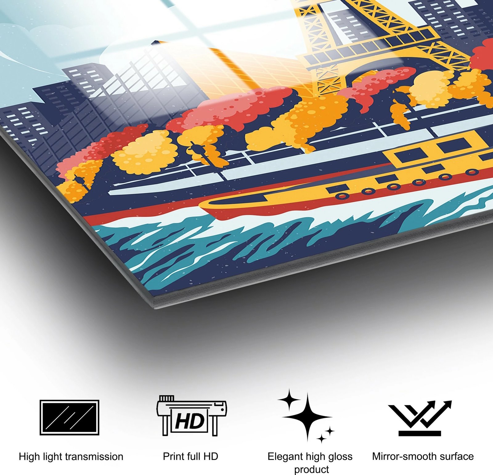 Pikturë dekorative prej xhami të temperuar, shumëngjyrëshe, PARIS, UV-1019, 30x45cm