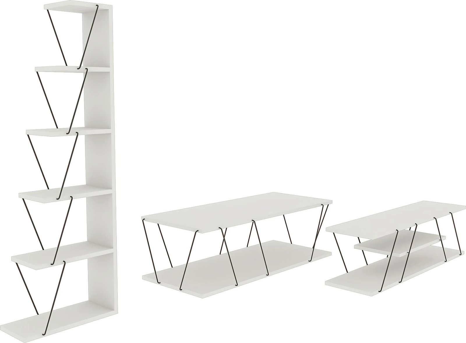Set mobiljesh për dhomë dite, Skye Decor Epsilon, bardhë e zi