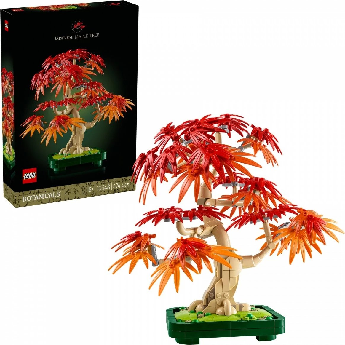 Set LEGO Botanicals Maple Palm Bonsai 10348, 474 pjesë, dekor për shtëpi/zyrë