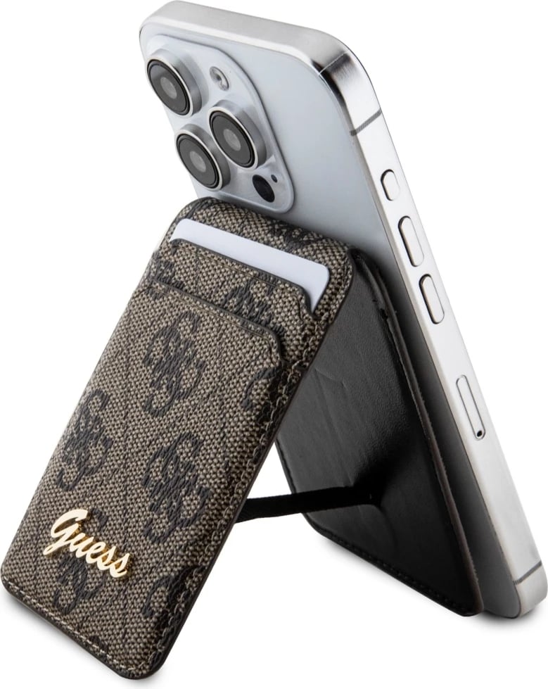 Mbështjellës Guess GUWMSHG4SHW me slot kartelash dhe MagSafe, 4G Classic Logo, Kafe