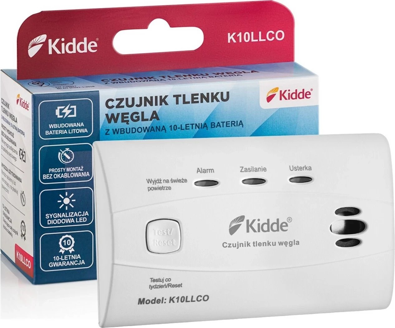 Detektor tymi dhe monoksidi karboni Kidde K10LLCO, i bardhë