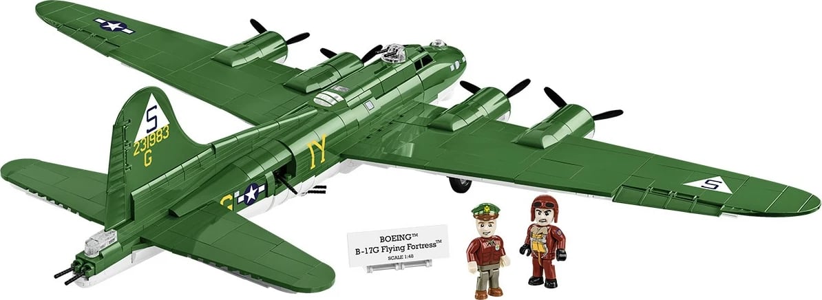 Set blloqesh ndërtimi Cobi Klocki Boeing B-17G Flying Fortress, 1210 pjesë, 2 figurina, Jeshile Set blloqesh ndërtimi Cobi Klocki Boeing B-17G Flying Fortress, 1210 pjesë, 2 figurina, Jeshile