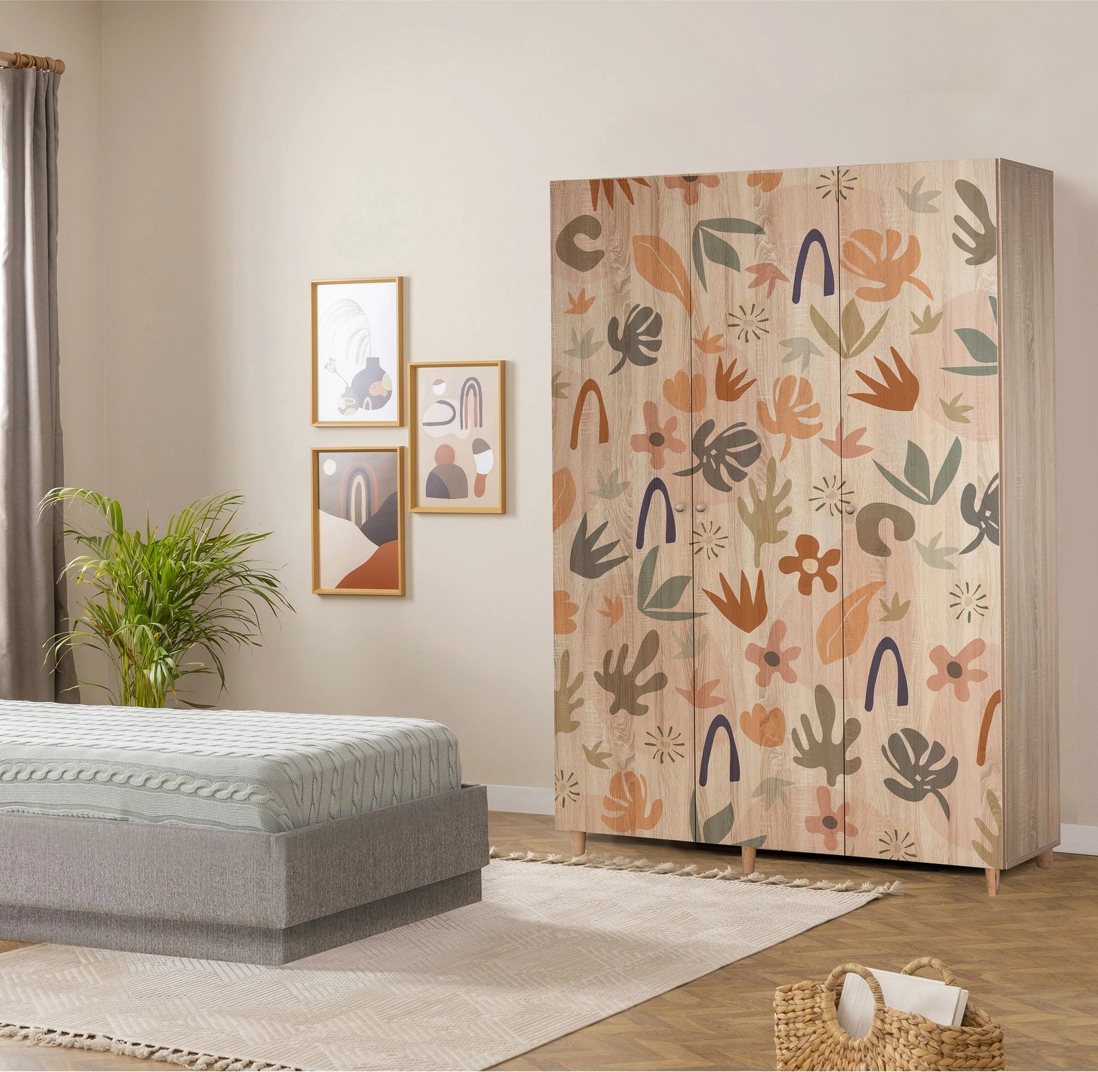 Dollap Lena 3, dekor Skye, ngjyrë sonomo, 135x192x52cm