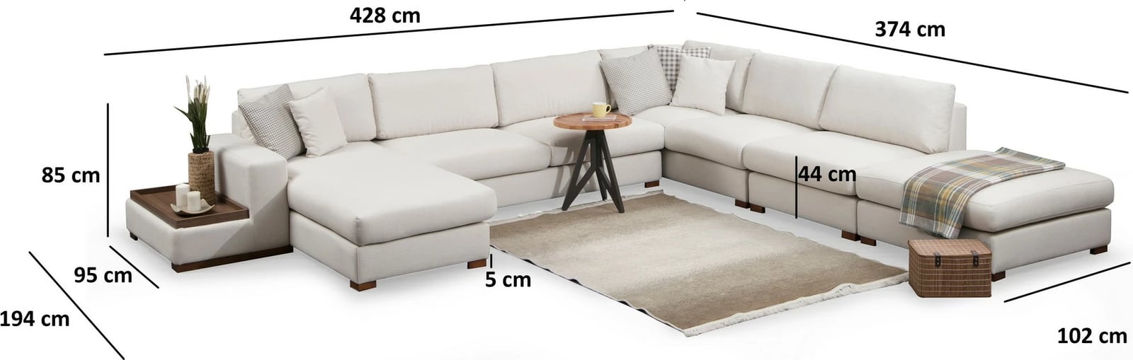 Këndore Atelier del Sofa, Loop 11, ngjyrë bezhë, set