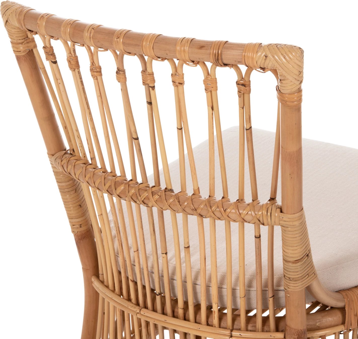 Karrige për ngrënie THALIN FH9834 rattan ngjyrë natyrale-jastëk ngjyrë bardhë 53x58x91Hcm