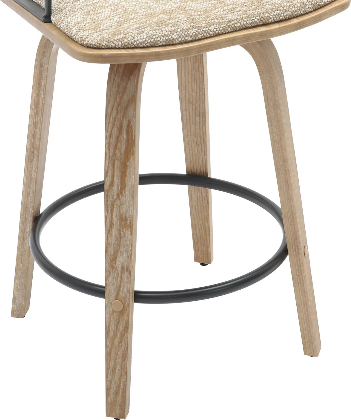 Karrige për bar JUDI FH9985.01, dru i përpunuar ngjyrë e bardhë e zbehtë-metal i zi-pëlhurë bezhë, 48x52x92H cm