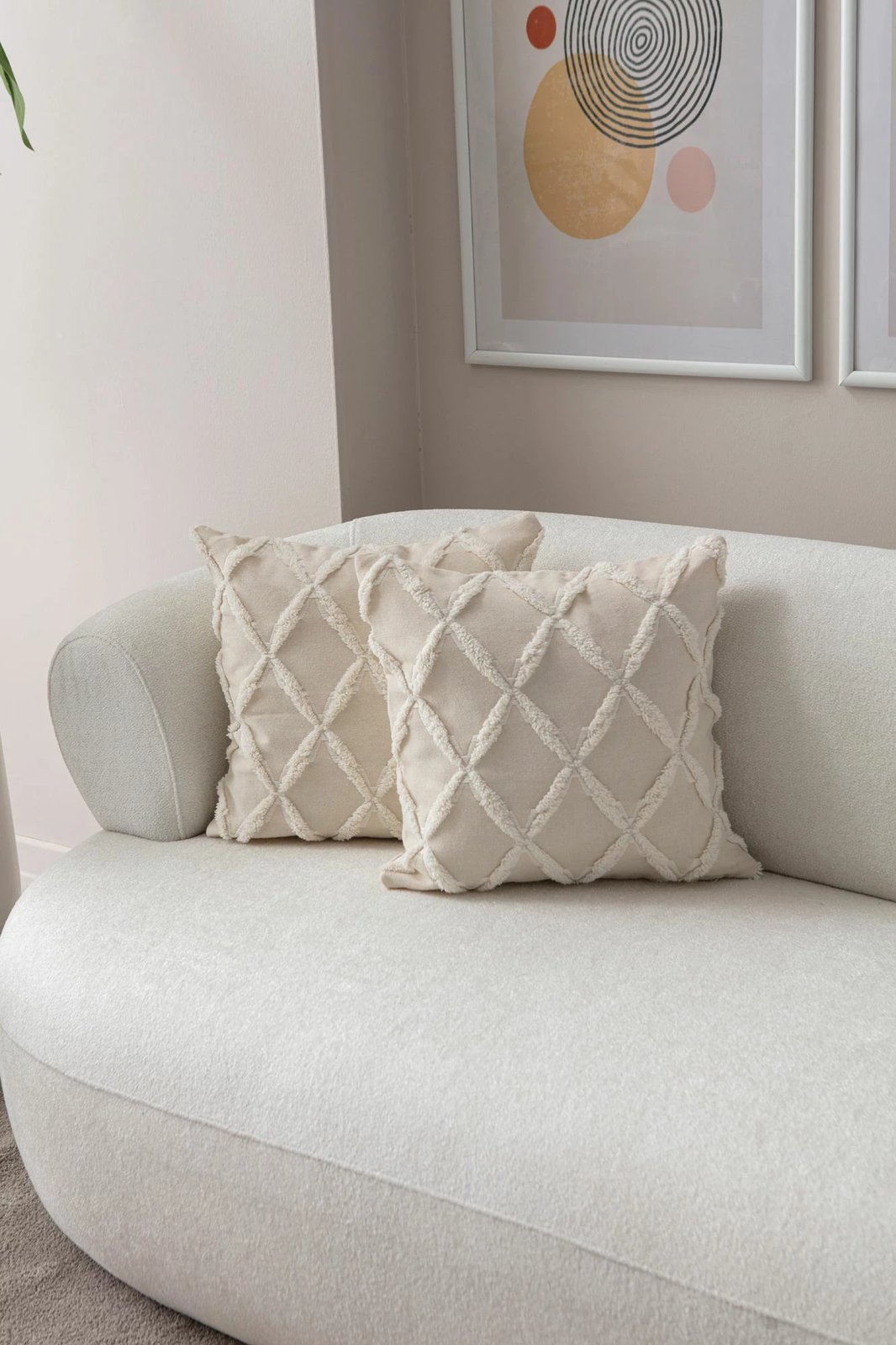 Set mbulesash për jastëkë (2 copë), Evila Originals, Tuffet, krem v1