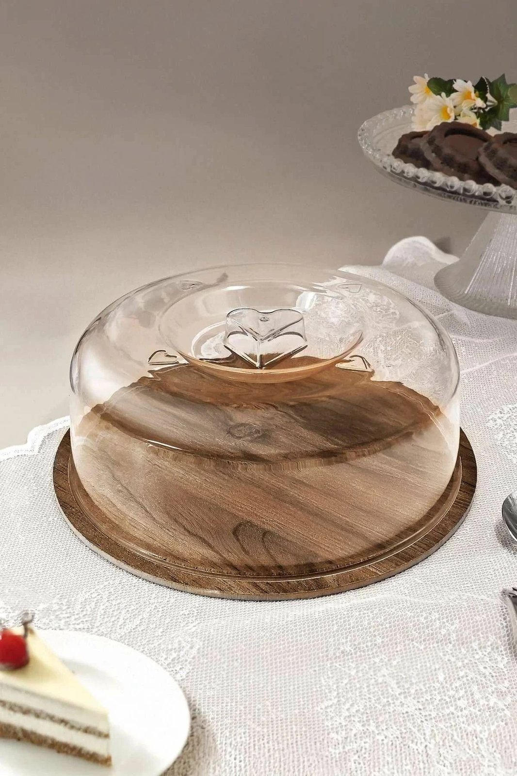 Pjatë për servirje torte, ngjyrë kafe, Hermia Concept, MCH10719, 22x31x8 cm