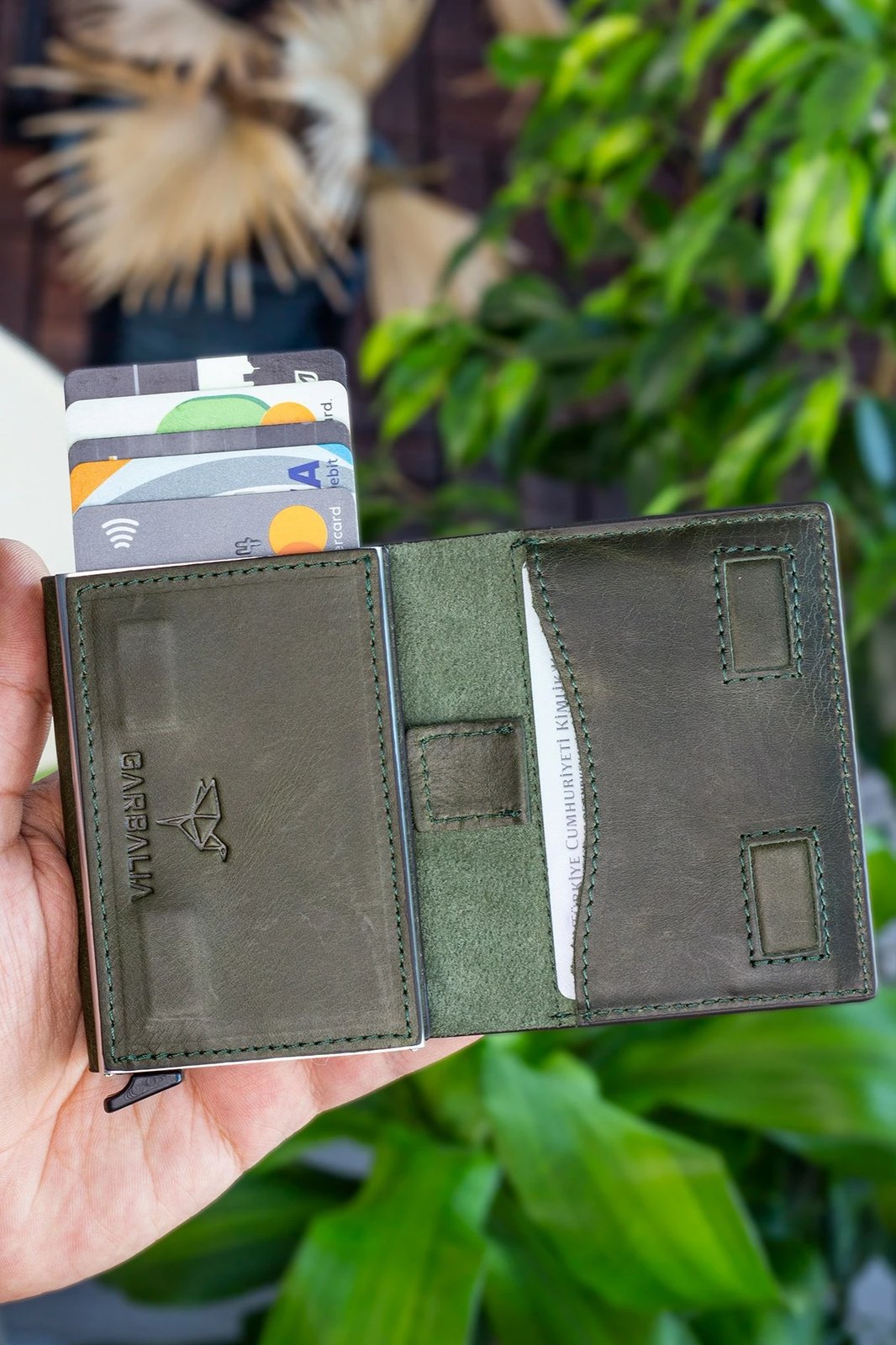 Mbajtës kartelash Zoozie Bags, ngjyrë e gjelbër, Smokey