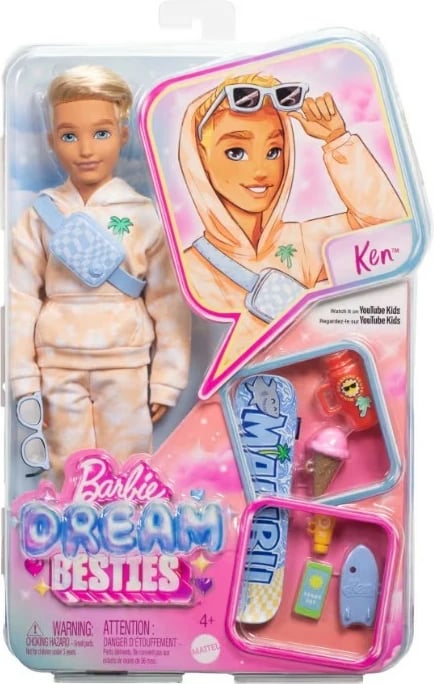 Kukullë Ken Barbie Dream Besties Mattel JDD75 me aksesorë, komplet lodrash
