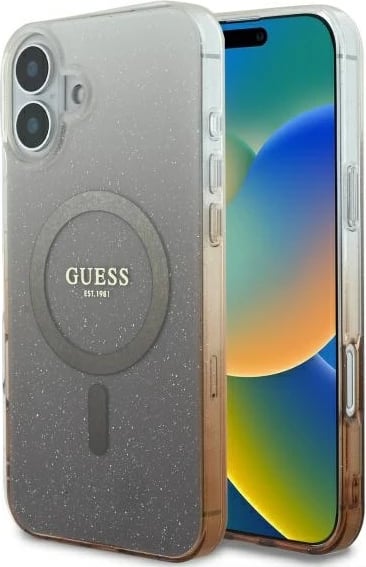 Mbështjellës Guess IML Glitter Gradient MagSafe për iPhone 16 Plus, Kafe Mbështjellës Guess IML Glitter Gradient MagSafe për iPhone 16 Plus, Kafe