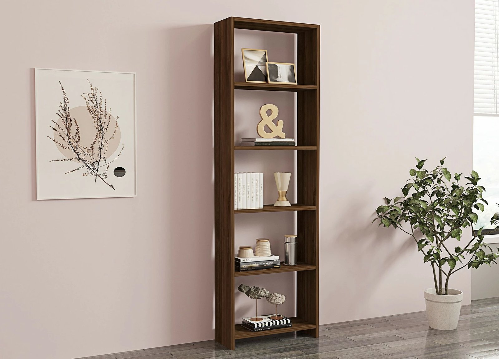 Raft librash Hanah Home, ngjyrë arre, dizajn skandinav, i ri