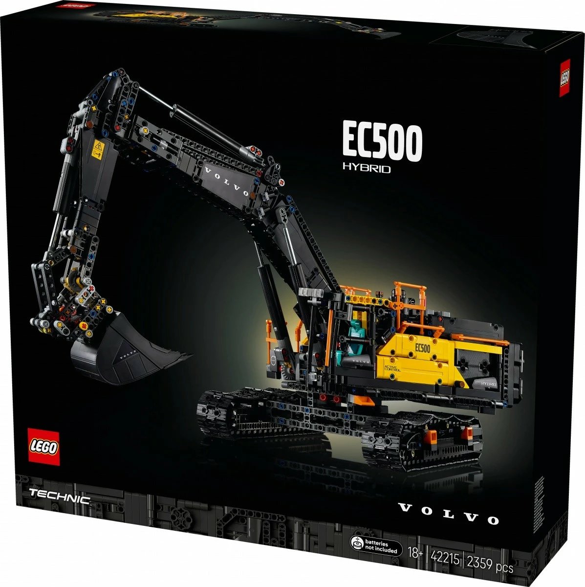 Set ndërtimi LEGO Technic Volvo EC500 Hybrid Ekskavator 42215, 2359 pjesë, për të rritur, verdhë/zi