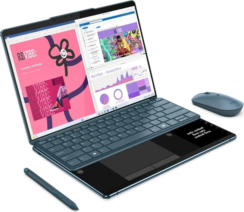 Kompjuter hibrid Lenovo Yoga Book 9 13IMU9, Intel Core Ultra 7 155U, 32 GB RAM, 512 GB SSD, 13.3" 2.8K Touch, Teal + tastierë & maus