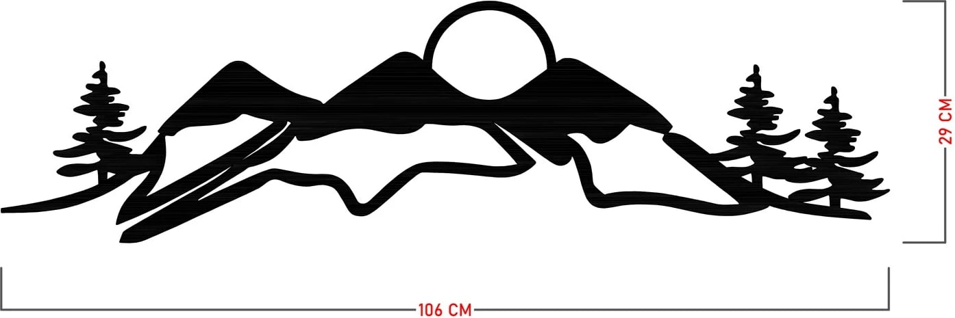 Aksesor dekorativ metalik për mur, Wallity, Snowtain, ngjyrë e zezë, 106x29cm