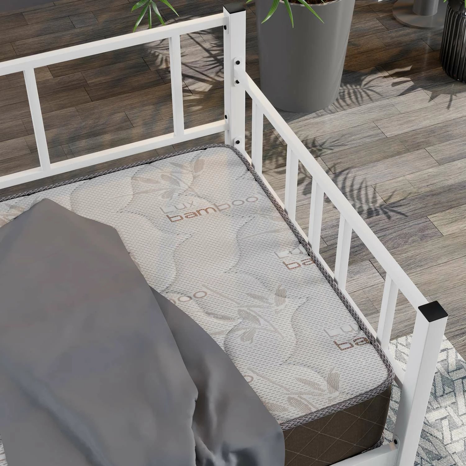 Divan metalik, ngjyrë e bardhë, Skye Decor, 100x200cm