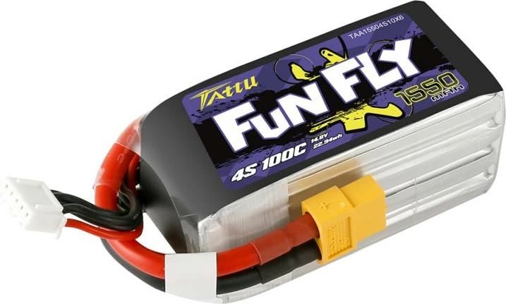 Bateri LiPo Tattu Funfly 1550mAh 4S1P 100C, për dronë, e zezë