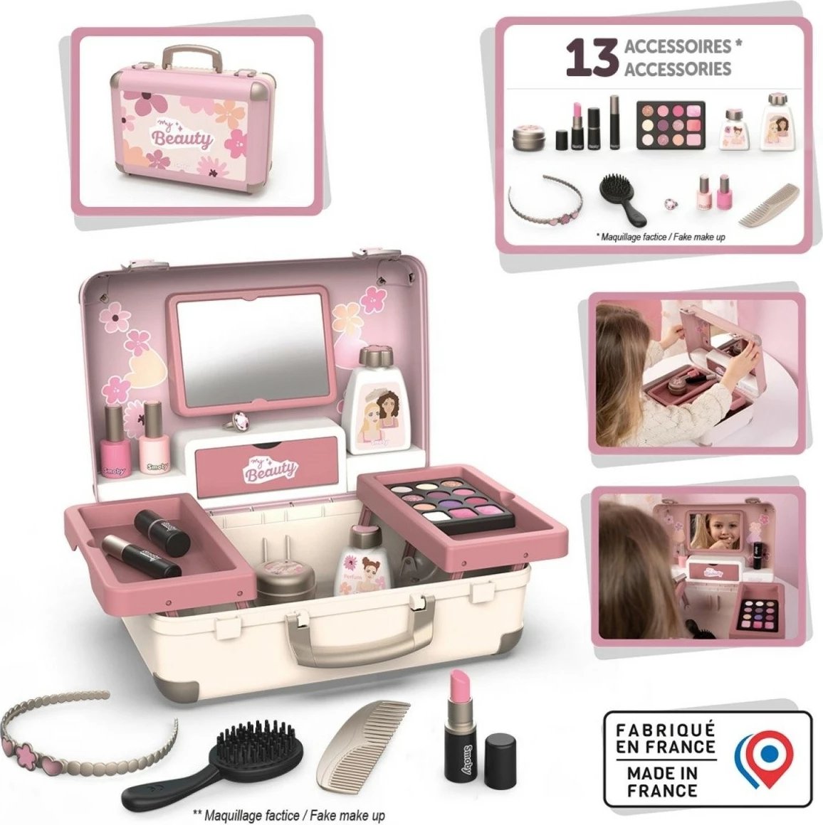 Set loje valixhe Smoby My Beauty Vanity me 13 aksesorë, shumëngjyrëshe